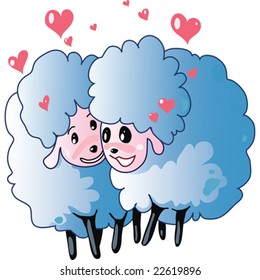 Two cute sheep in love