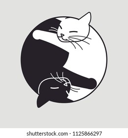 Two cute sleeping cats  Vector illustration 