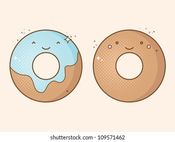 Two cute smiling donuts