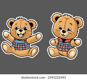 two cute smiling teddy bear vector images suitable for children's stories