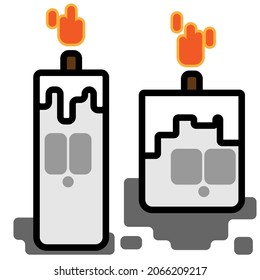 Two Cute Square Halloween Candles Head Flat Design Cartoon for Shirt, Poster, Gift Card, Cover or Logo