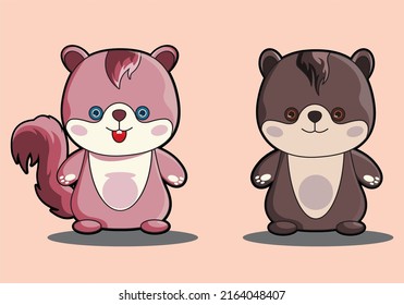 Two Cute Squirrels in different colors
