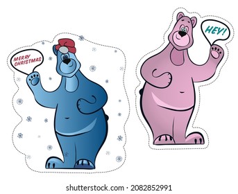 Dos lindos osos osos de pegatina. Por tu diseño.