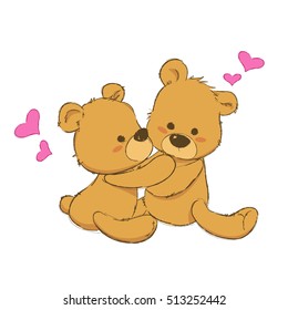 two cute teddy bears hugging, sweet teddy bears