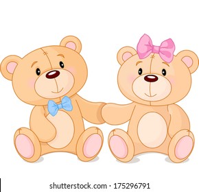 Two Cute Teddy Bears In Love