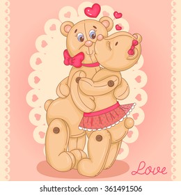 Two cute Teddy bears in love