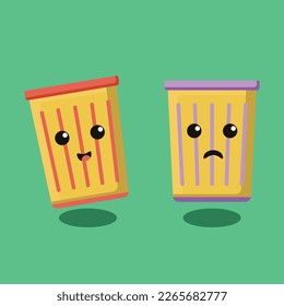 two cute trash can characters