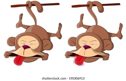 two cute unusual vector ape monkeys (with different tongue)