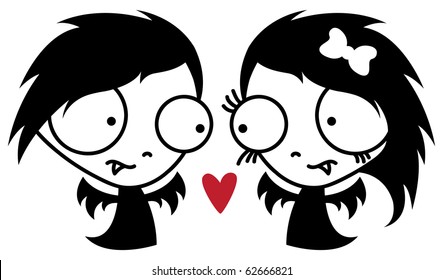 Similar Images, Stock Photos & Vectors of Two cute vampires in love ...