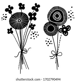 two cute vector bouquets of flowers