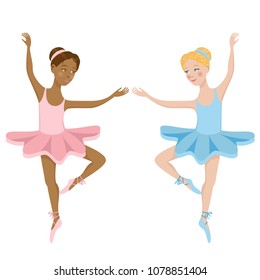Two cute young dancing ballerinas
