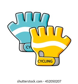 Two cycling gloves isolated. Bicycle accessories icon.