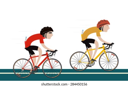 Two cyclists in the bicycle race l road illustration