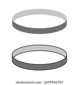 Two cylinder shape. Grey perspective circle. Abstract minimal Vector object. 3D ring illustration.