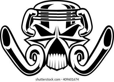 Two cylinders engine in skull shape