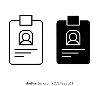 Two I D cards with a person and text lines in white and black versions ID card identification person silhouette