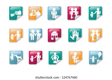 Two dads Icon Symbol Sticker Set
