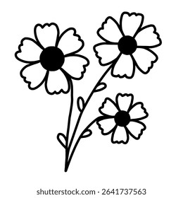 Two Daisy Flowers Outline Vector | Minimalist Floral Duo