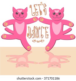 Two dancing cats. Vector illustration.