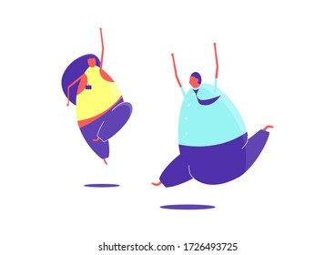 Dos personas bailando con un fondo blanco. Diseño de vector plano.