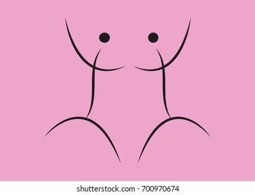 Two dancing people . Simple vector illustration . Pink background .