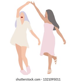 two dancing women. Vector