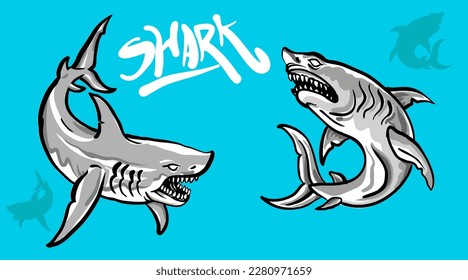 two dangerous sharks in the sea