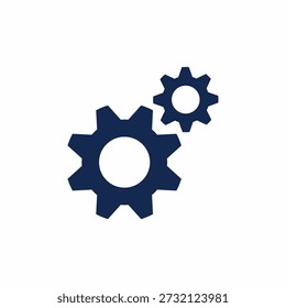 Icono de Vector de dos engranajes entrelazados azul oscuro aislado en blanco, símbolo de trabajo en equipo, proceso mecánico, Configuraciones y cooperación industrial