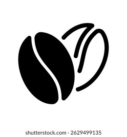 Two Dark Brown Coffee Seeds, One Whole and One Split, Side by Side