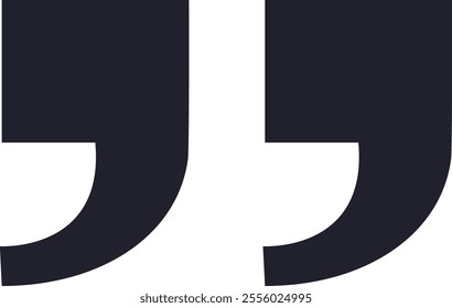 Two dark gray quotation marks stand out against a white background, creating a simple yet powerful representation of quoted speech or cited text