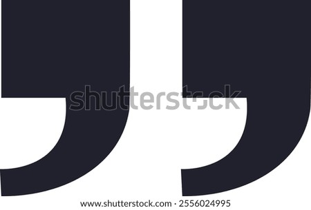 Two dark gray quotation marks stand out against a white background, creating a simple yet powerful representation of quoted speech or cited text