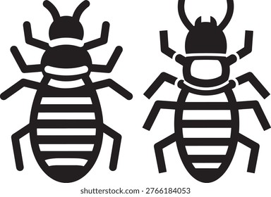 Two dark insect figures, detailed body segments and antennae
