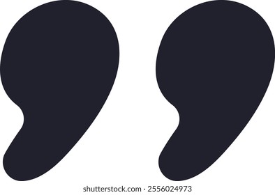 Two dark quotation marks stand out against a white background, symbolizing reported speech, citation, or a direct quote in written communication