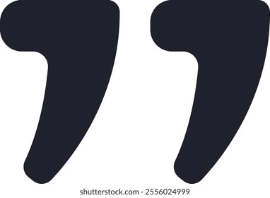 Two dark, rounded quotation marks contrasting against a white background, representing cited text, speech, or engaging conversations in various forms of communication