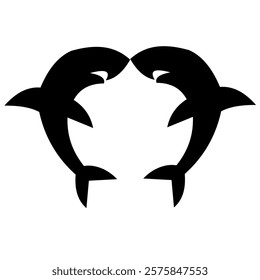 two dark silhouette sharks for logo
