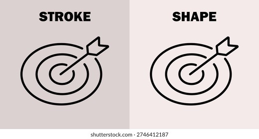 Two dartboard one stroke one filled shape target arrow bullseye goal des