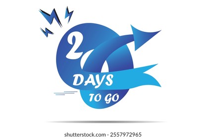 Two days to go count time banner, 2 days left label with blue colour. can be use for promotion, sale, landing page, template, web, mobile app, poster, banner, Vector eps 10