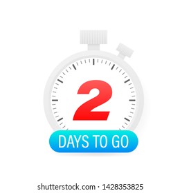 Two days to go timer icon on white background.