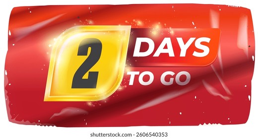 Two Days To Go Vector: Bold White Numerals on Dynamic Red and Yellow Background, Modern Countdown Design for Anticipated Events and Approaching Final, Perfect for Marketing