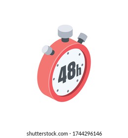 Two days timer. Vector 3d isometric, color web icon, new flat style. Creative illustration design, isolated graphic idea for infographics.