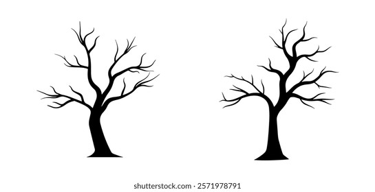 Two dead tree silhouette icon vector illustration design on white background.