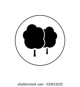 Two deciduous trees in a circle vector icon 