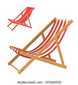 Two Deck Chair Vector Illustrations: Realistic And Silhouette