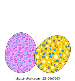 Two decorated Easter eggs, graphic illustration isolated on background