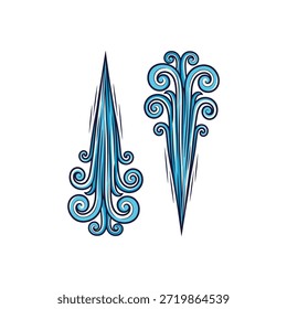 Dos patrones arabescos azules decorativos con rollos giratorios y curvas intrincadas