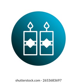 Two decorative candles icon illustration, representing light, remembrance, celebration, and adding warmth to various visual designs with its stylized elegance