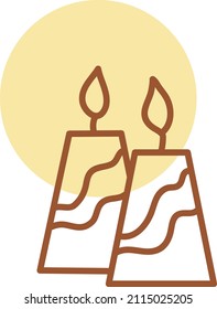 Two decorative candles, illustration, vector on a white background.