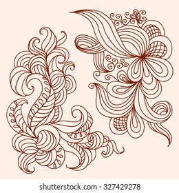Two decorative doodle patterns. Henna tattoo templates