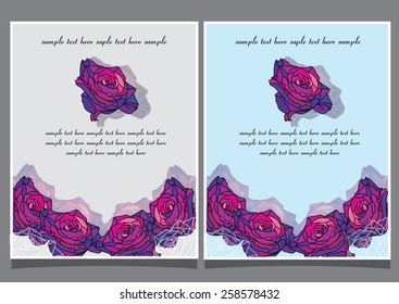 two decorative floral background with roses and text, invitation