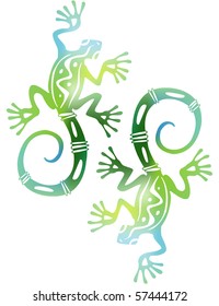 Two decorative green lizards. (Used Mesh and Clipping Mask)